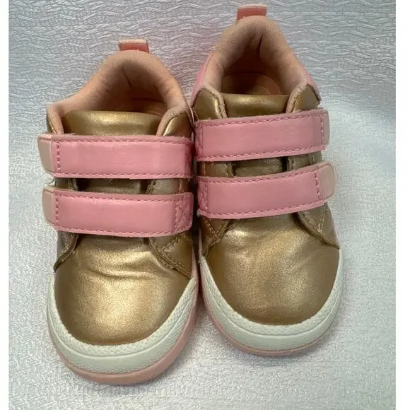 Tucker + Tate Gold Pink Metallic Double Strap Sneakers Kids Size 6D TTHOLDEN-PU - Picture 3 of 7